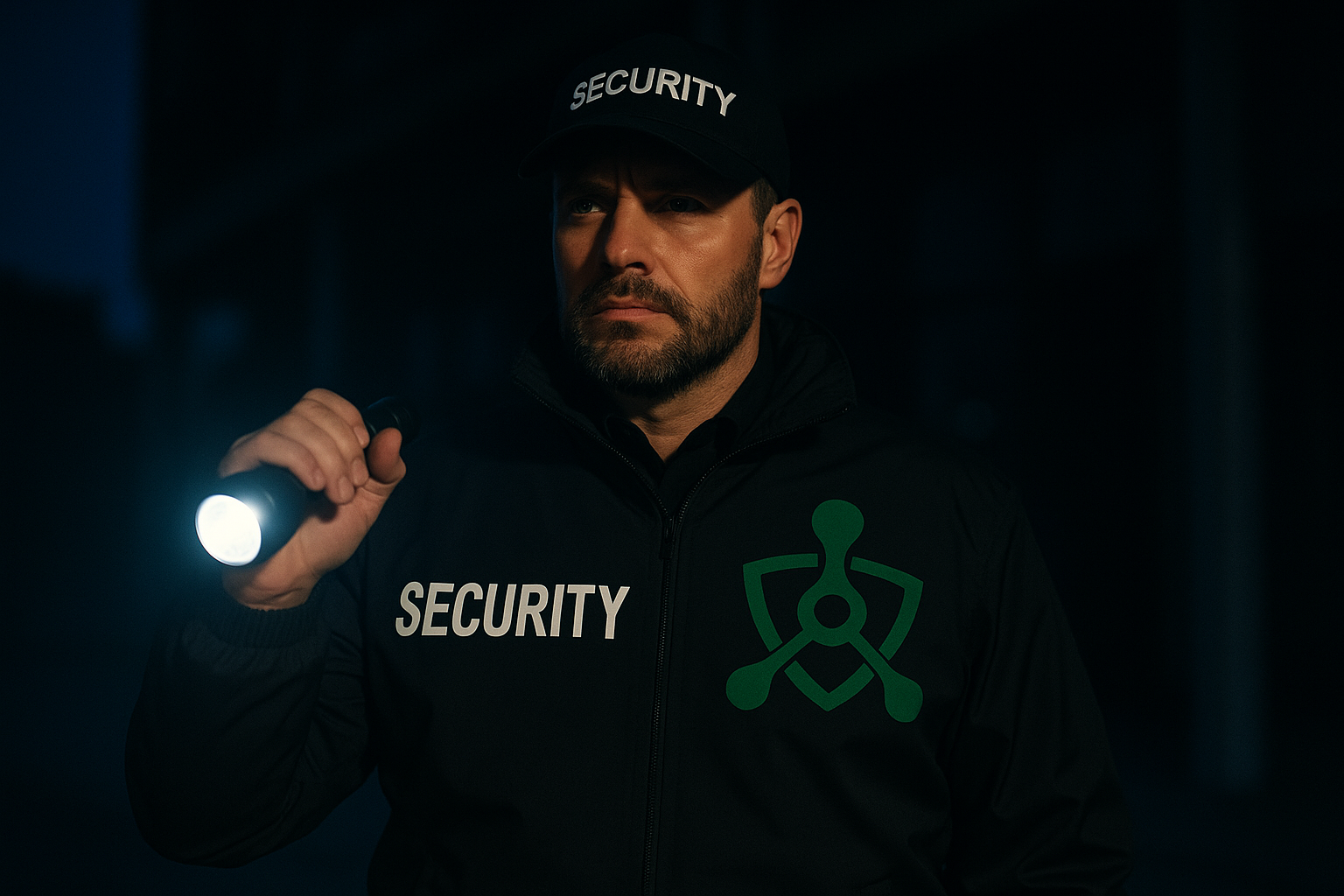 Wartownik ochrony korzystający z systemu kontroli patrolów Trinity Guard