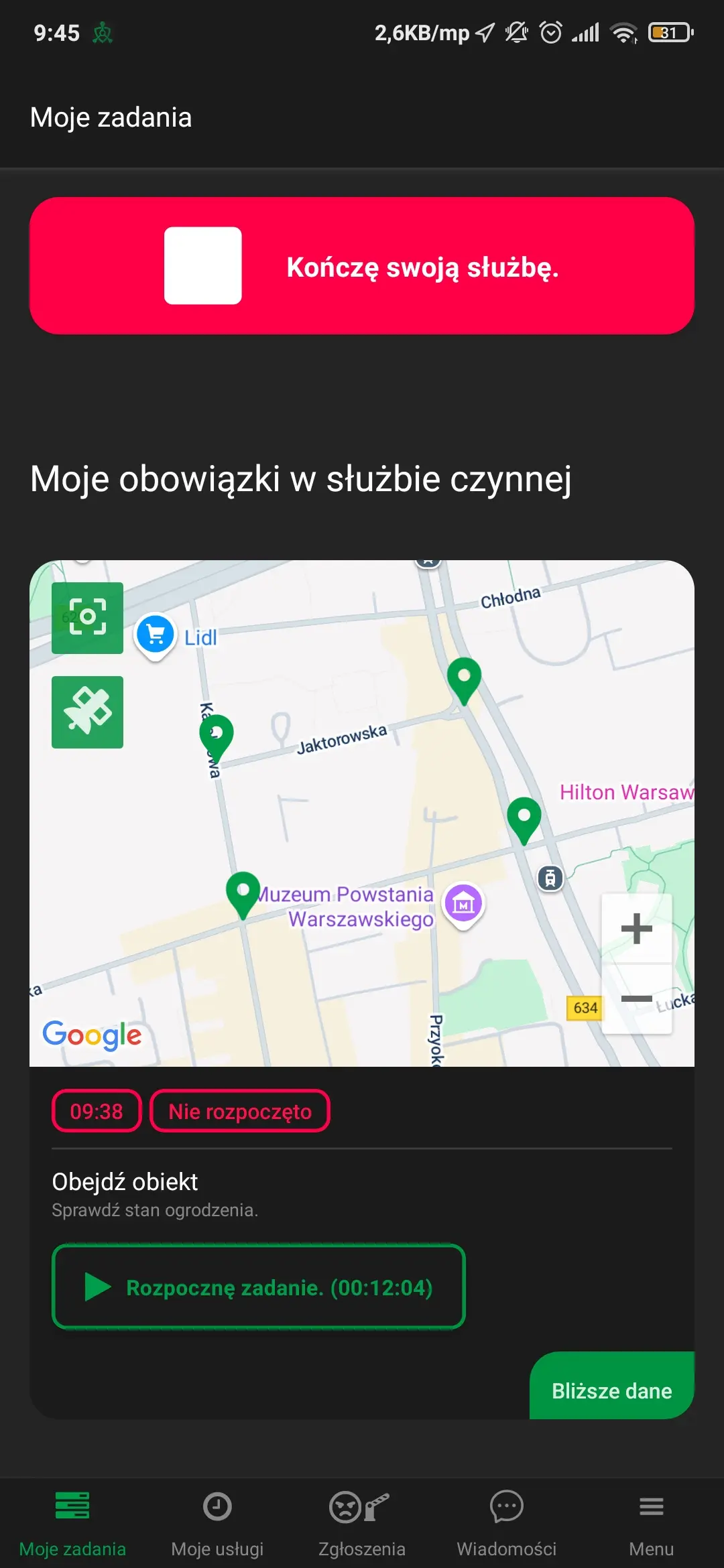 Rozpocznij patrol – mobilna aplikacja systemu kontroli patrolów Trinity Guard
