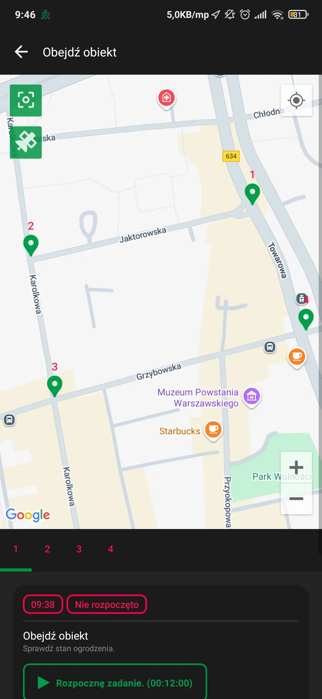 Punkty kontrolne i trasa patrolu – mobilny system kontroli patrolów Trinity Guard