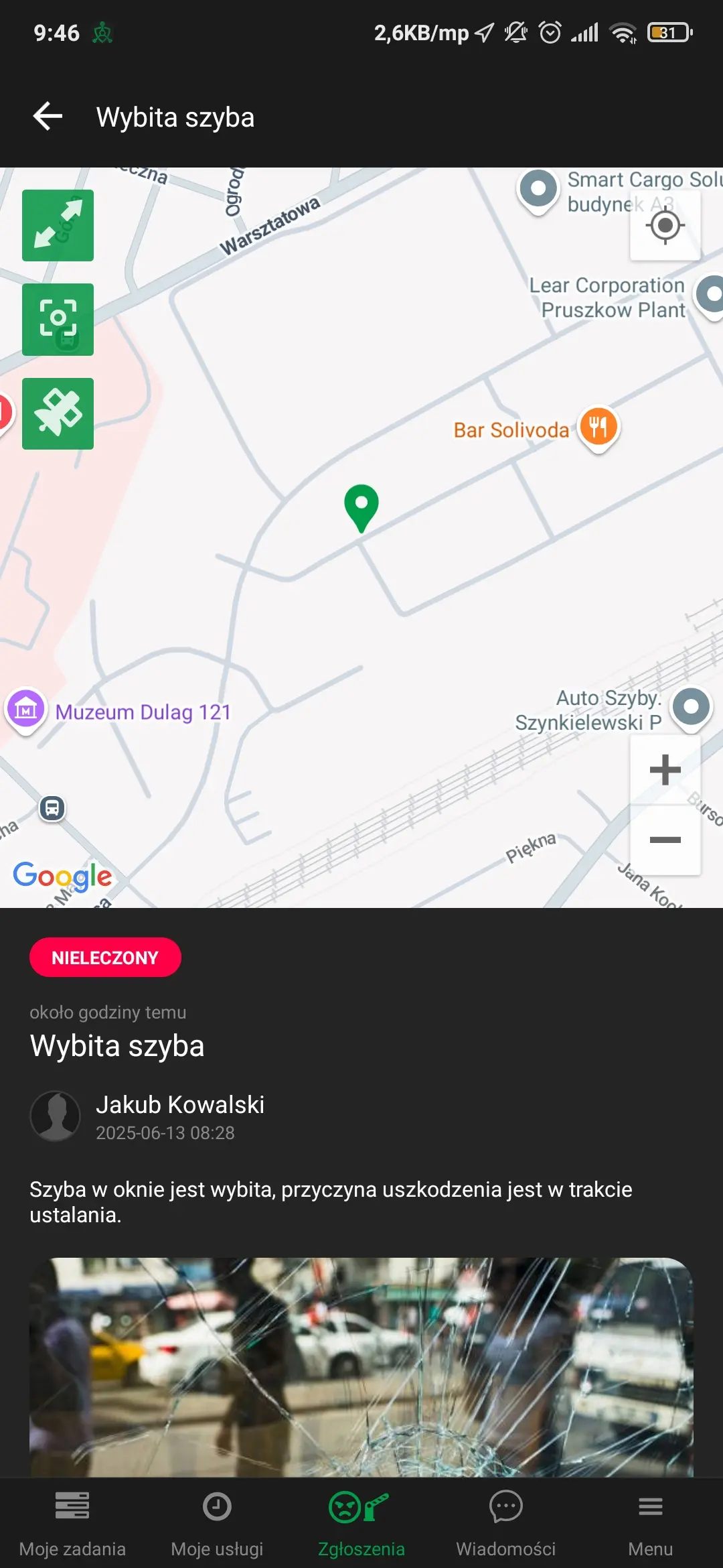 Lokalizacja incydentu – mobilna aplikacja systemu kontroli patrolów Trinity Guard