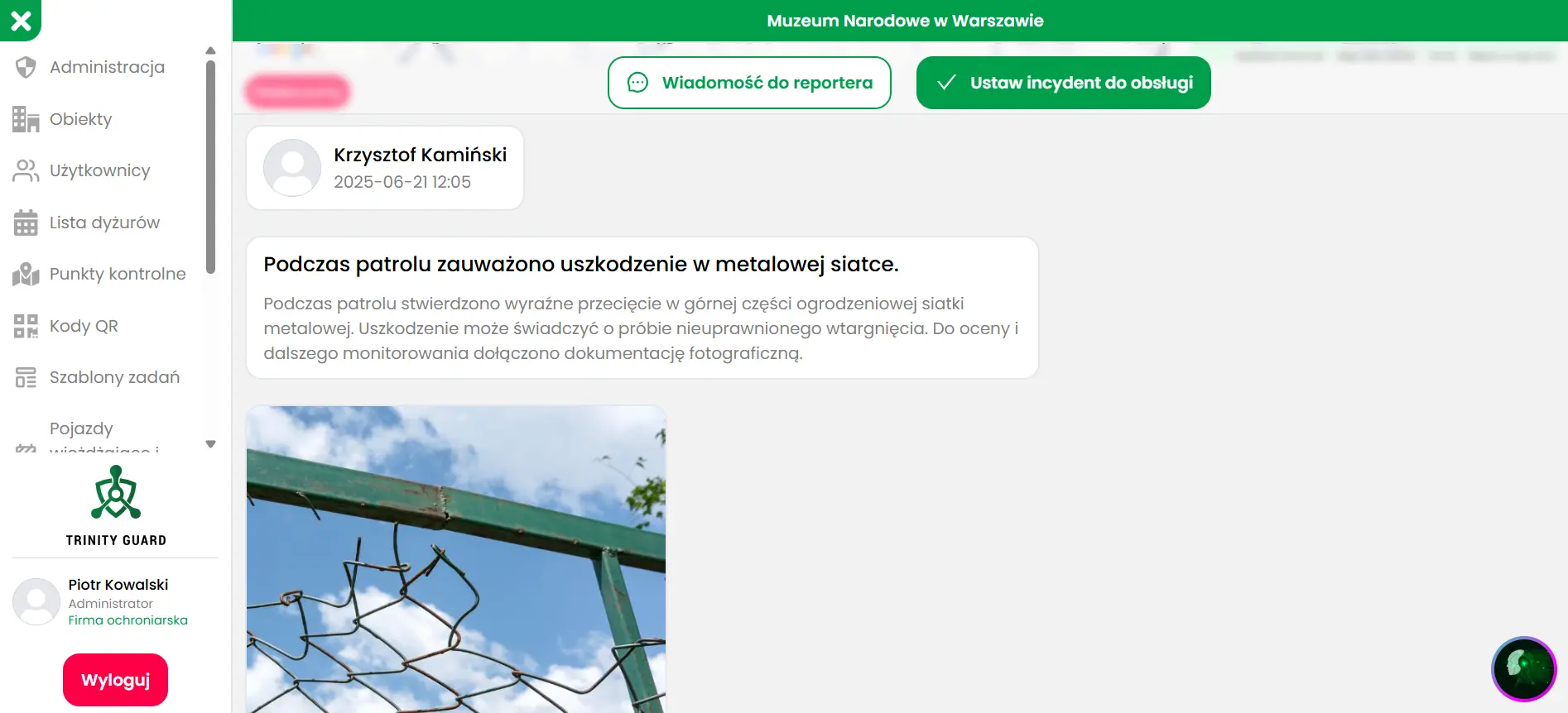 Trinity Guard – zaszyfrowany chat w systemie kontroli patrolów